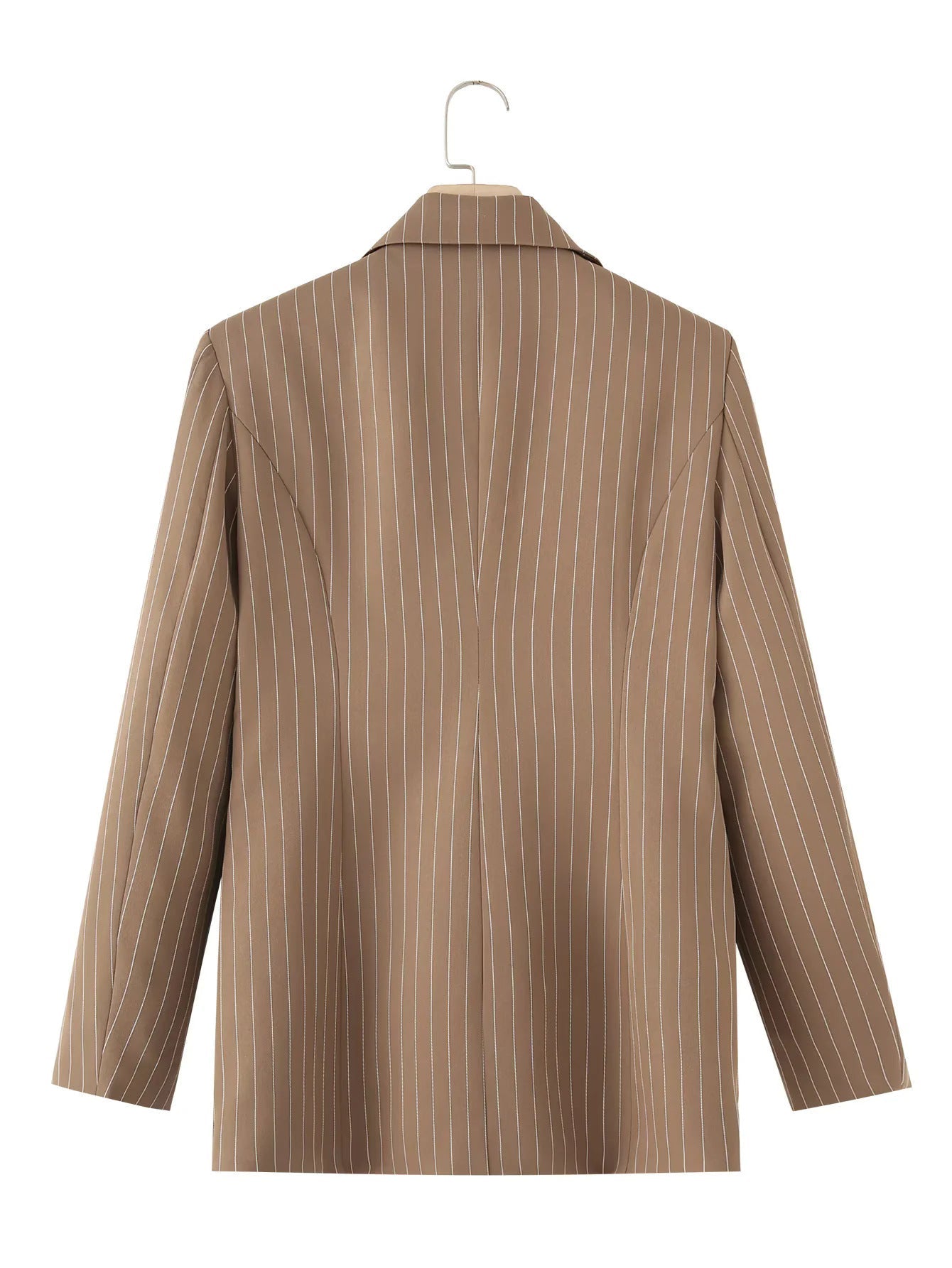 Women's fashionable blazer jacket with asymmetrical collar and elegant pinstripes NOVAE