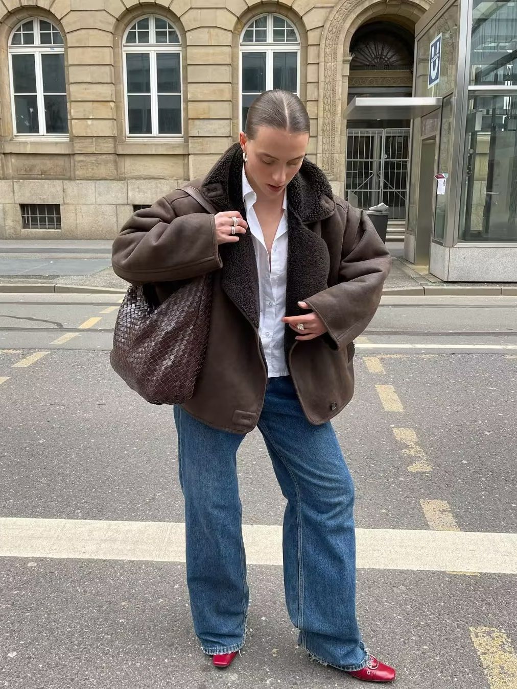 Women's oversized cotton jacket with lined collar NOVAE