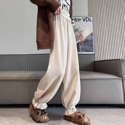 Women's comfortable palazzo pants made of shiny material NOVAE