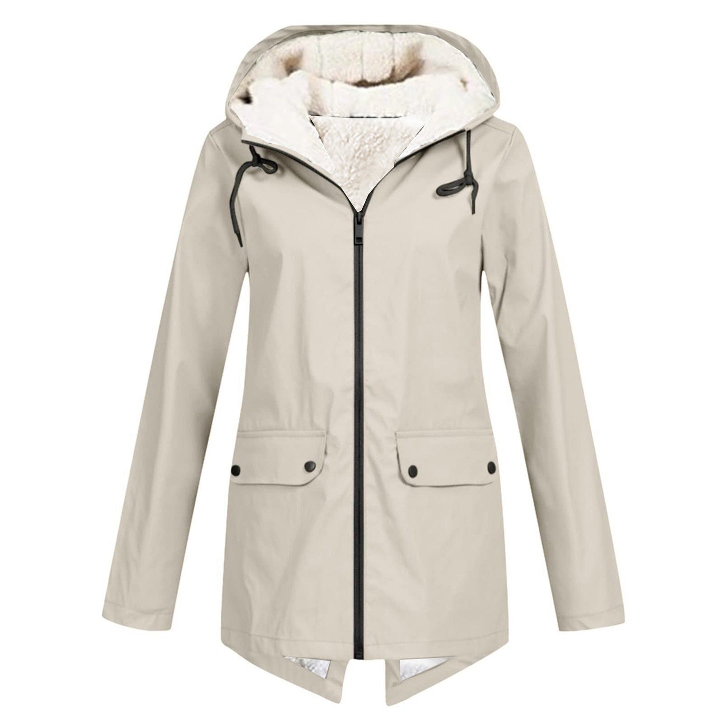 Women's weatherproof and lined rain jacket with adjustable hood collar NOVAE