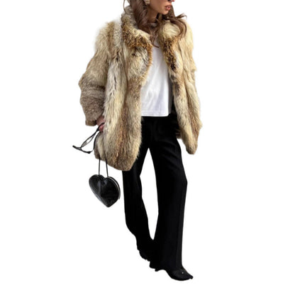 Women's faux fur jacket with luxurious details NOVAE