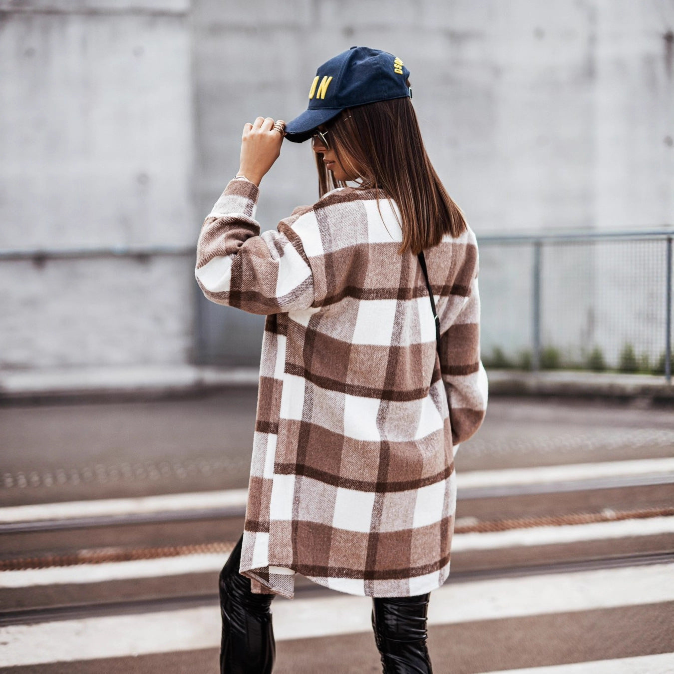 Women's Casual Checked Overshirt Jacket NOVAE