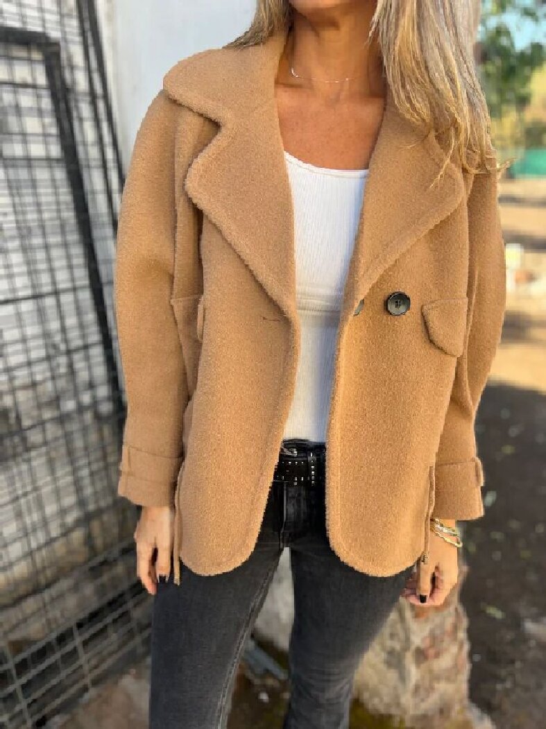 Women's Casual Oversized Jacket with Stylish Collar and Button Closure NOVAE