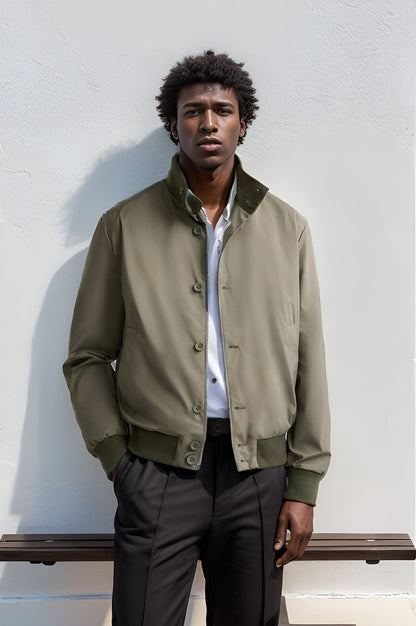 Men's fashionable leisure jacket with protective high collar and practical pockets NOVAE