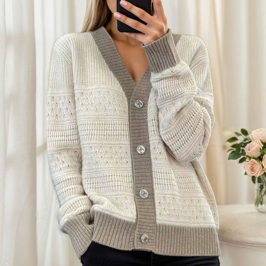 Women's cardigan with honeycomb pattern and elegant buttons NOVAE