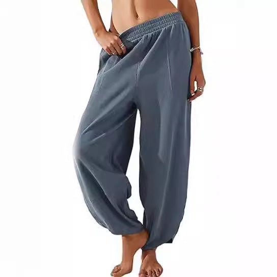 Women's wide-leg lounge trousers with elasticated waistband and pockets NOVAE