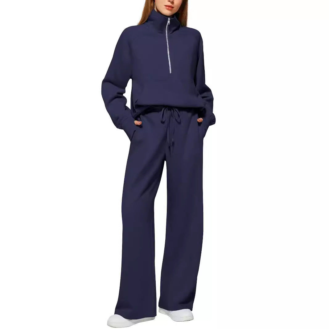 Women's sporty two-piece ensemble with high-necked top and wide-legged trousers NOVAE