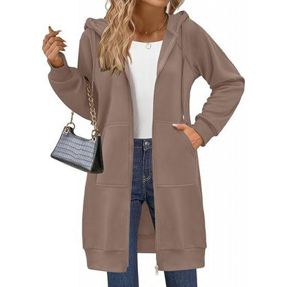 Women's fashionable hooded jacket with side pockets and zipper NOVAE