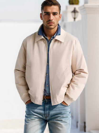 Men's fashionable transitional jacket in a sporty cut with zipper and practical pockets NOVAE