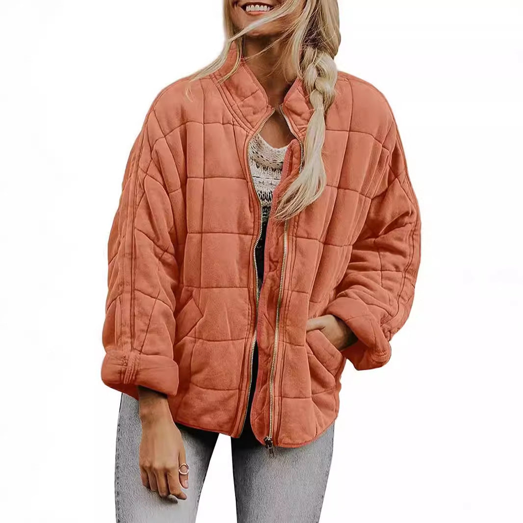Women's quilted hooded jacket with zipper and pockets NOVAE