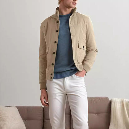 Men's elegant suede jacket with practical collar and patch pockets NOVAE