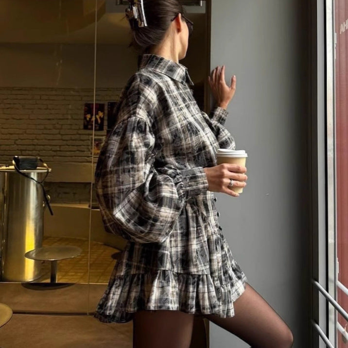 Women's Checkered Blouse and Skirt Set NOVAE