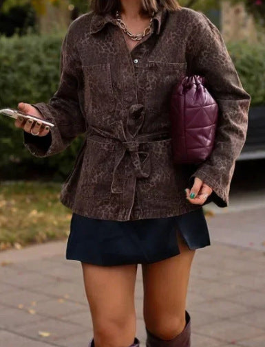 Women's linen shirt jacket with tailored cut and belt NOVAE