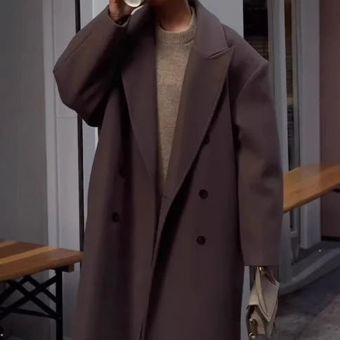 Women's Classic Oversized Designer Coat with Double Button Closure and Soft Lining NOVAE