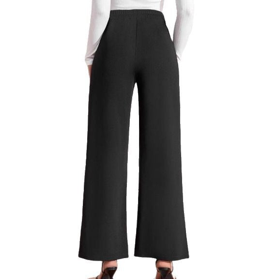 Women's High-Waisted Wide Leg Trousers with Decorative Buttons NOVAE