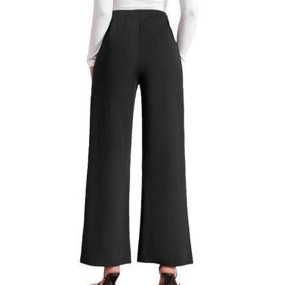 Women's High-Waisted Wide Leg Trousers with Decorative Buttons NOVAE