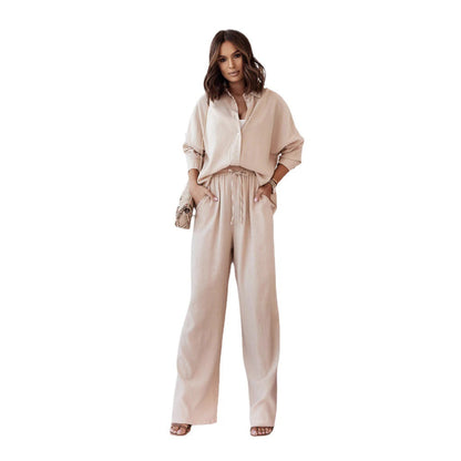 Women's Casual Two-Piece Set with Wide-Cut Top and Loose-Fitting Trousers NOVAE
