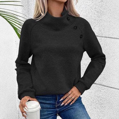 Women's sweater with high collar and stylish buttons NOVAE