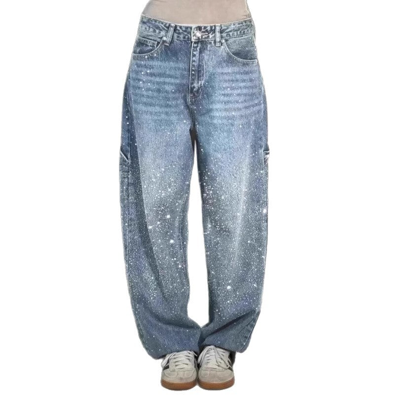 Women's fashionable mom jeans with shimmering details NOVAE