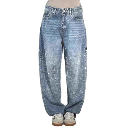 Women's fashionable mom jeans with shimmering details NOVAE
