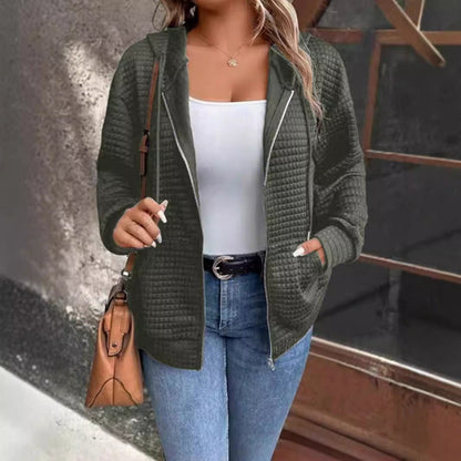 Women's lined hooded jacket with zipper and structured design NOVAE