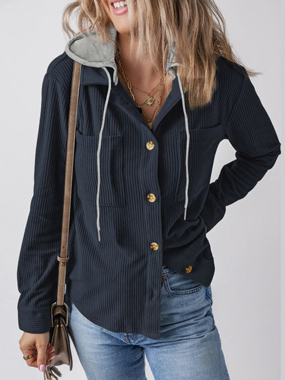Women's structured shirt jacket with hood and practical pockets NOVAE