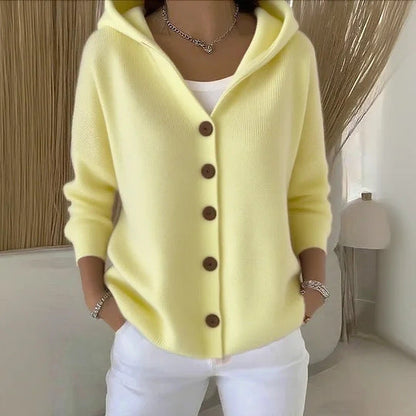 Women's hooded cardigan with practical button details and a relaxed fit NOVAE