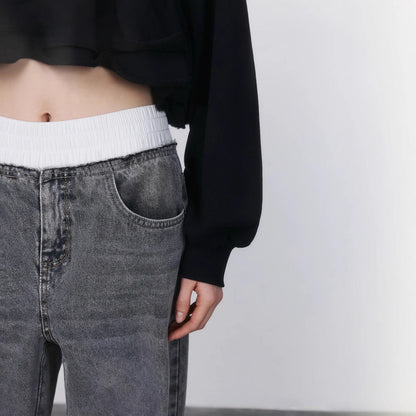 Women's cropped hooded jacket with playful ruffle design NOVAE