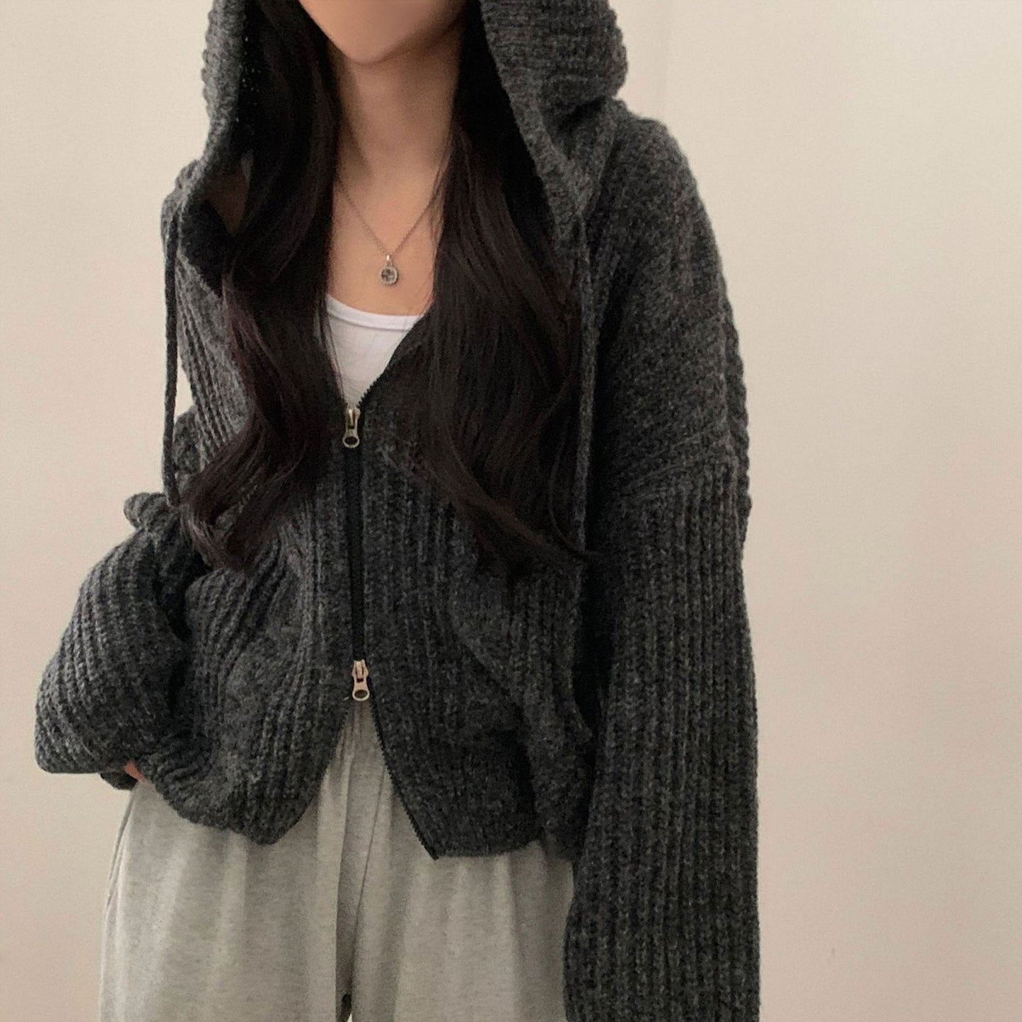 Women's Comfortable Hooded Cardigan with Zipper NOVAE