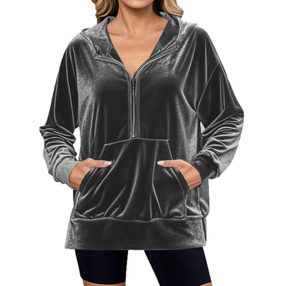 Women's High-Quality Velvet Hoodie with Zipper NOVAE