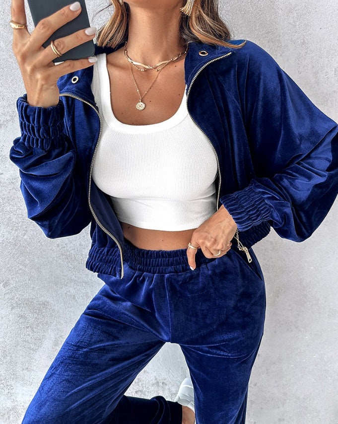 Women's tracksuit with soft velvet and modern cut NOVAE