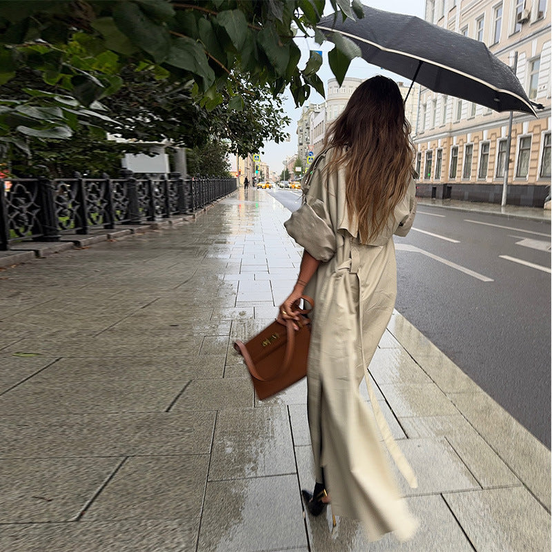 Women's Elegant Trench Coat with Open Sleeves and Modern Cut NOVAE