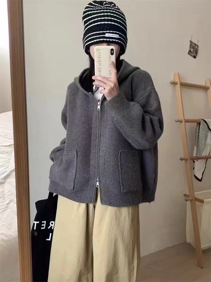 Women's Casual Oversized Cardigan with Hood and Pockets NOVAE