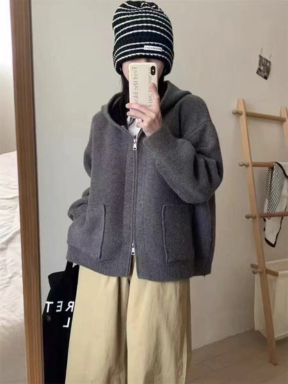 Women's Casual Oversized Cardigan with Hood and Pockets NOVAE