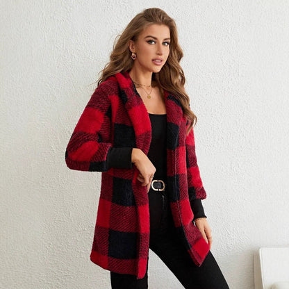 Women's cozy plaid jacket with soft material and relaxed fit NOVAE