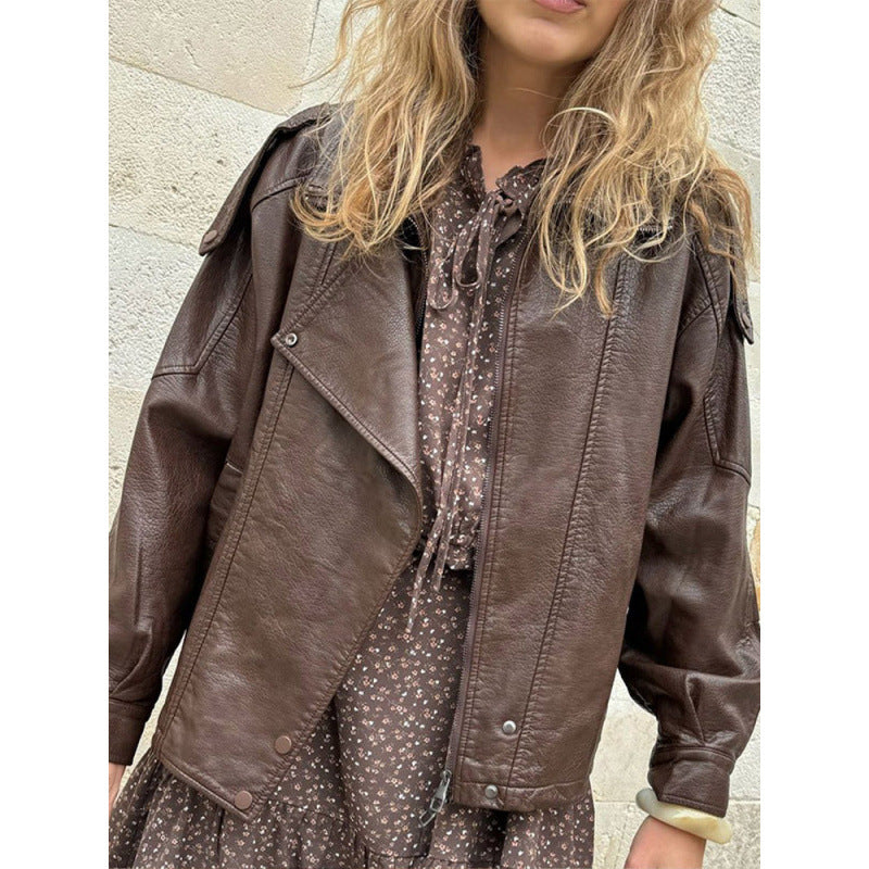 Women's trendy leather jacket in urban style NOVAE