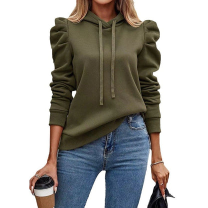 Women's comfortable hooded sweatshirt with puff sleeves and a cozy cut NOVAE