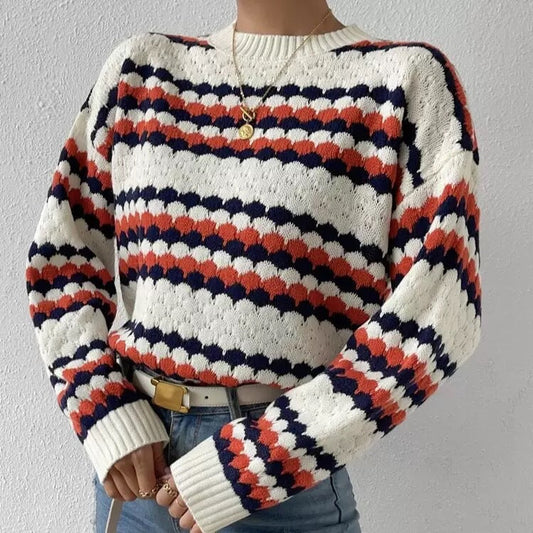Women's knitted sweater with textured pattern NOVAE