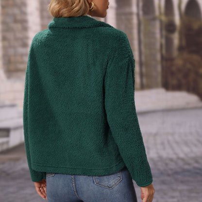 Women's fleece jacket with high collar and practical zip pockets NOVAE