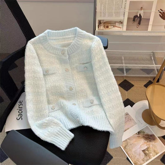 Women's cardigan with pockets and decorative buttons NOVAE