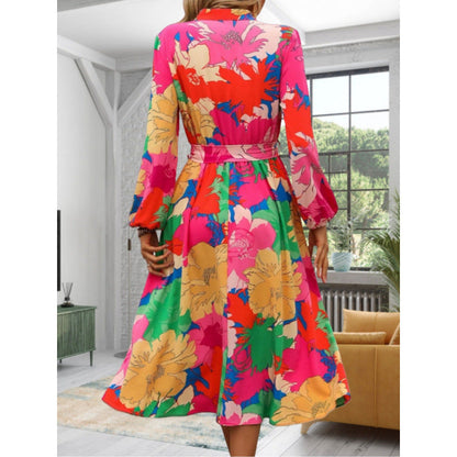 Women's maxi dress with floral patterns and swing skirt NOVAE