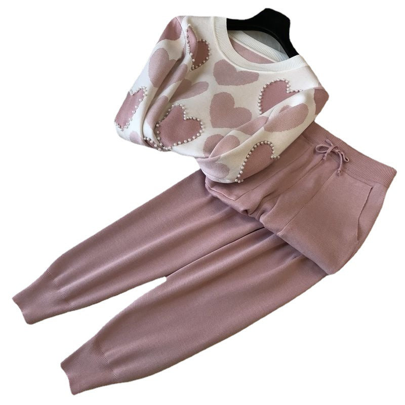 Women's stylish leisure knitwear set with high collar NOVAE