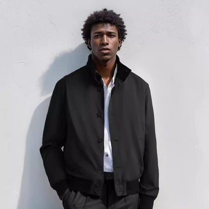 Men's fashionable leisure jacket with protective high collar and practical pockets NOVAE