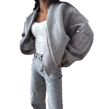 Women's cozy fleece jacket with innovative cut NOVAE