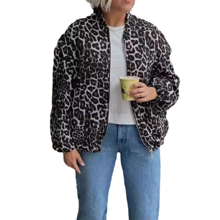 Women's Trendy Leopard Print Oversized Jacket NOVAE