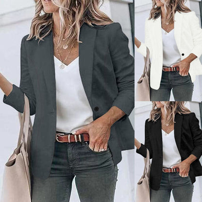 Women's elegant blazer jacket with a tailored cut and discreet pockets NOVAE