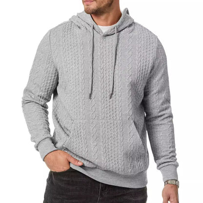 Men's hooded sweatshirt with textured cable knit pattern NOVAE