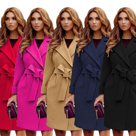 Women's Elegant Trench Coat with Belt and Practical Pockets NOVAE