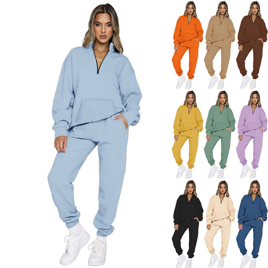 Women's Comfortable Leisure Outfit with High Collar and Kangaroo Pocket NOVAE