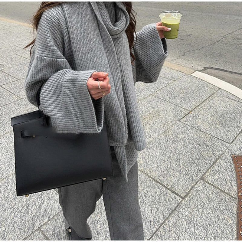 Women's Loose Cardigan with Soft Scarf NOVAE